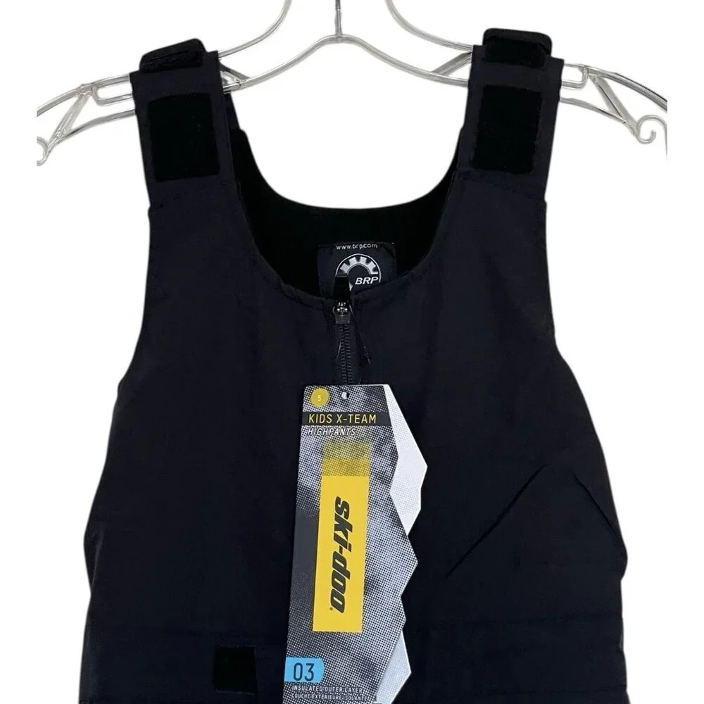 Ski-Doo Team Kids Youth Snow Pants Bibs Black Size‎ 4 Snowmobiling Overalls